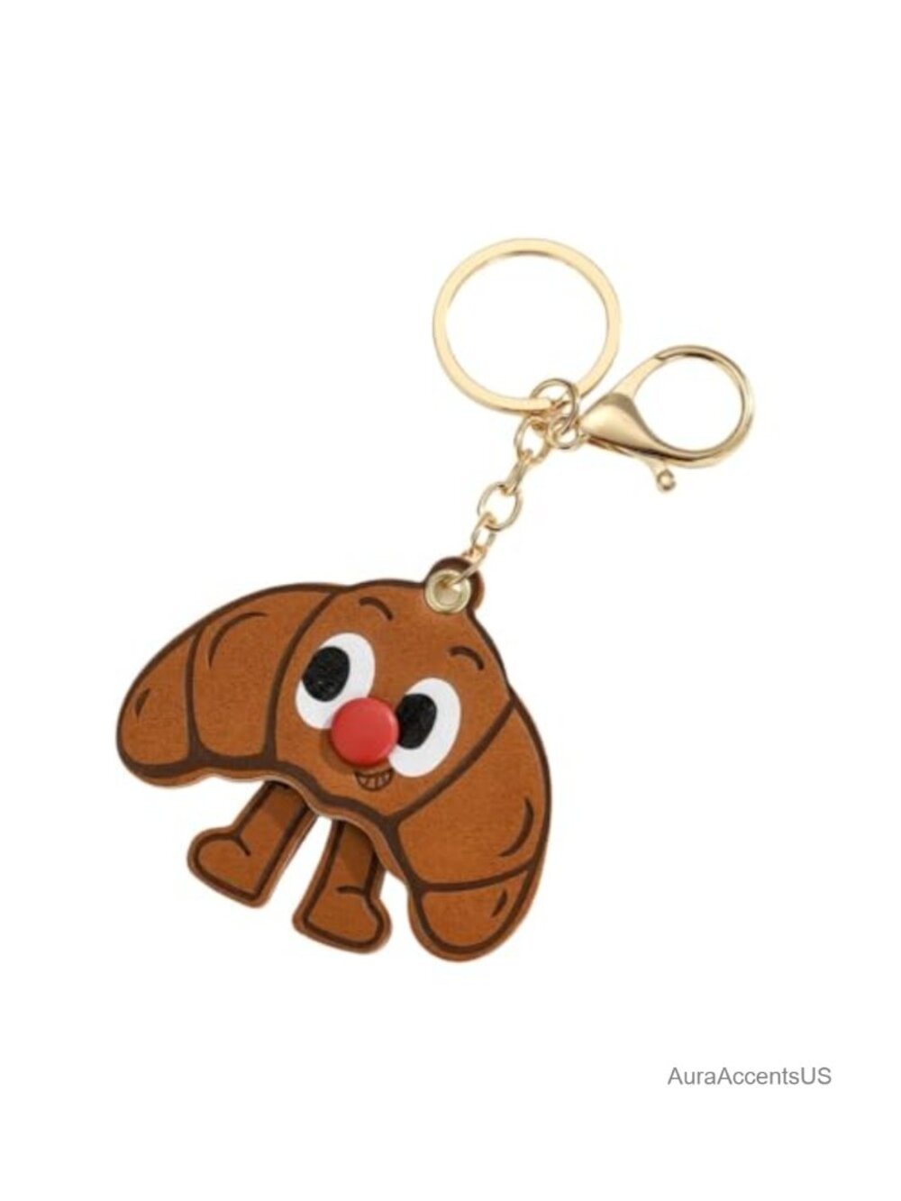 Fun Faux Leather Food Charm Keychain Hamburger Pizza Strawberry Toast Croissant